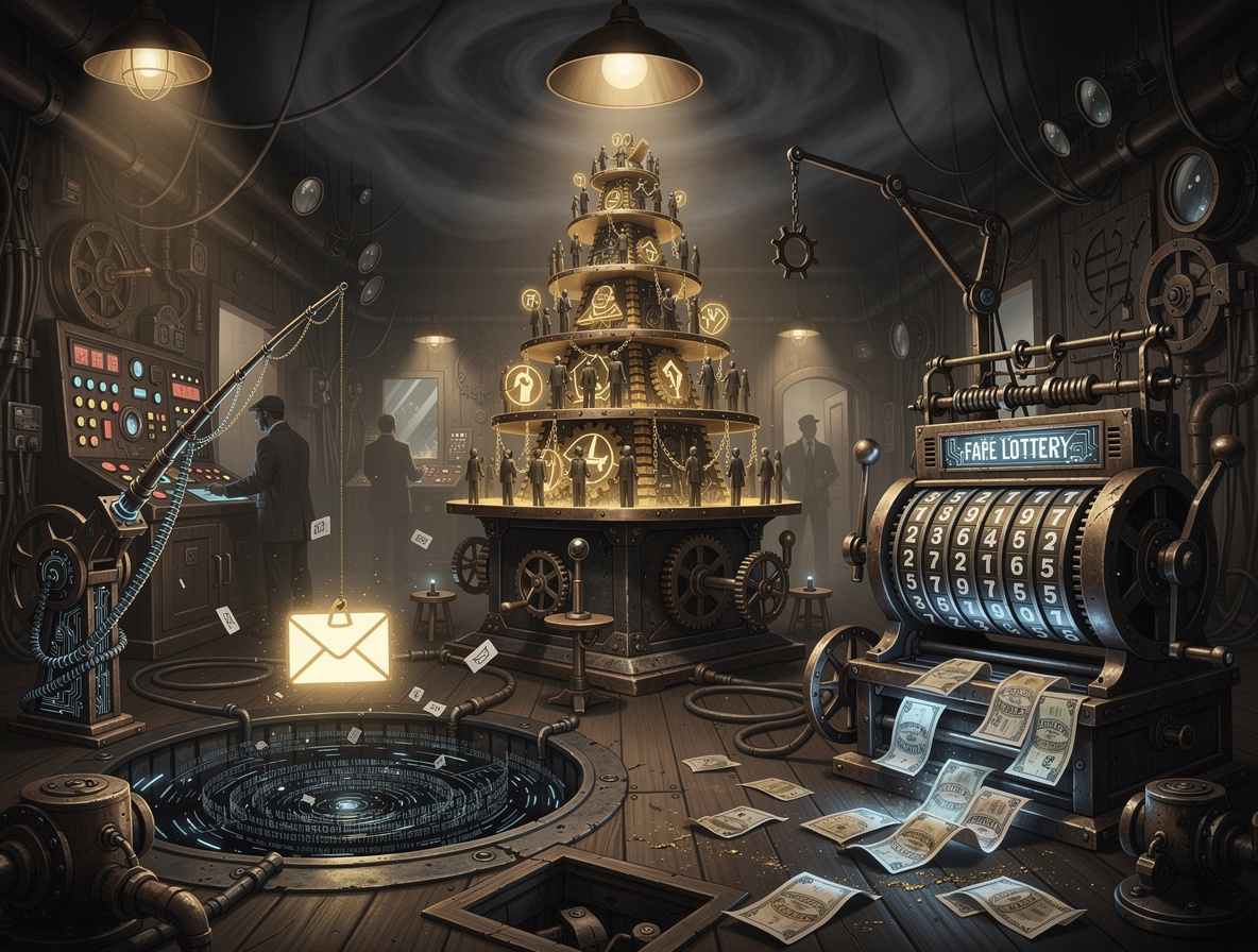 Сложные механизмы обмана в виде машин в таинственной мастерской.